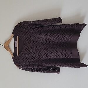 Chico's Brown Layered Sharkbite 3/4 Sleeve Top Size Small S